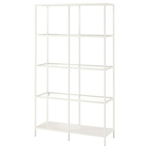 IKEA VITTSJÖ Shelf unit, glass, Width: 39 3/8 in White, Ikea Ireland | 7865TPJWB