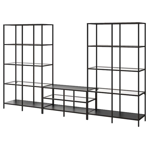 IKEA VITTSJÖ TV storage combination, 118 1/8x14 1/8x68 7/8 in Black / Brown / Glass, Ikea Ireland | 8521HJMTO