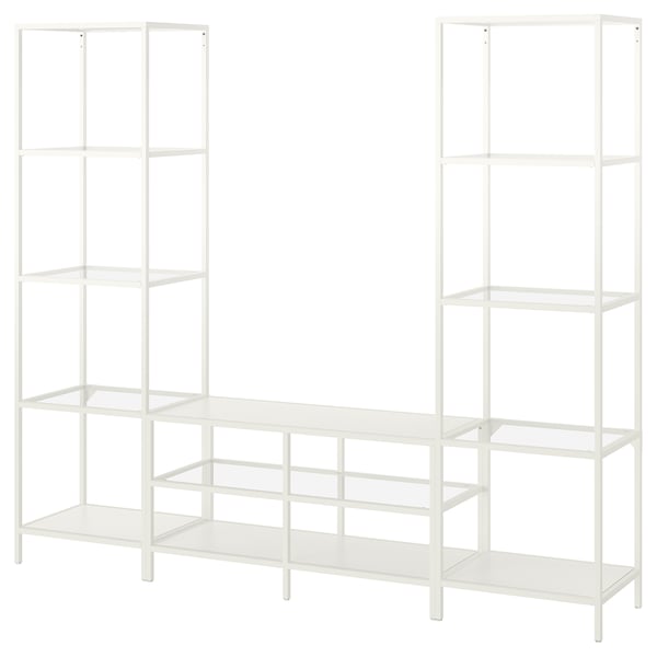 IKEA VITTSJÖ TV storage combination, 79 1/2x14 1/8x68 7/8 in White / Glass, Ikea Ireland | 4290NBRGE