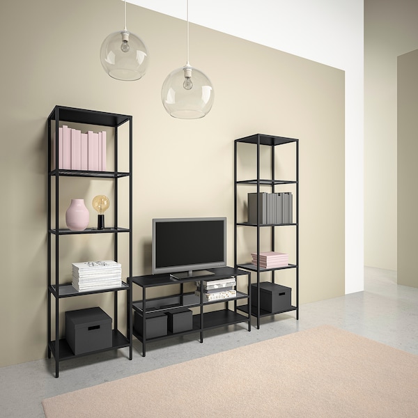 IKEA VITTSJÖ TV storage combination, 79 1/2x14 1/8x68 7/8 in Black / Brown / Glass, Ikea Ireland | 9035SPFAB