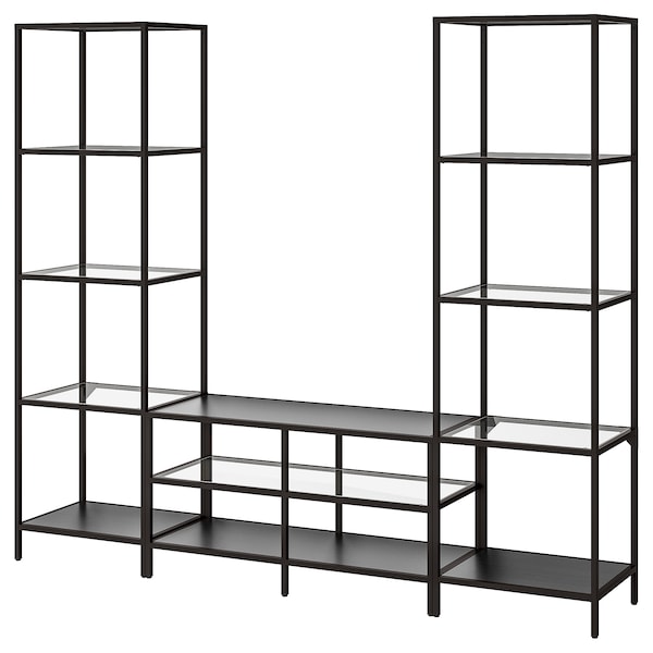 IKEA VITTSJÖ TV storage combination, 79 1/2x14 1/8x68 7/8 in Black / Brown / Glass, Ikea Ireland | 9035SPFAB