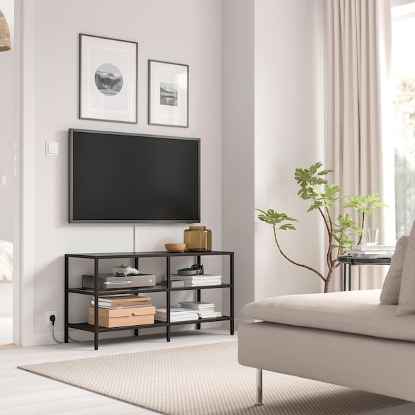 IKEA VITTSJÖ TV unit, black-brown/glass, 39 3/8x14 1/8x20 7/8 in, Ikea Ireland | 1795XLMRD
