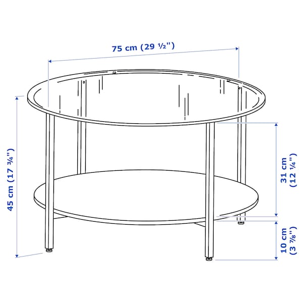 IKEA VITTSJÖ coffee table, black-brown/glass, 29 1/2 in, Ikea Ireland | 8604TVSIK