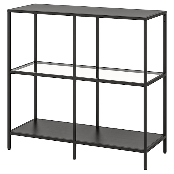 IKEA VITTSJÖ shelf unit, black-brown/glass, 39 3/8x36 5/8 in, Ikea Ireland | 0587NCYHR