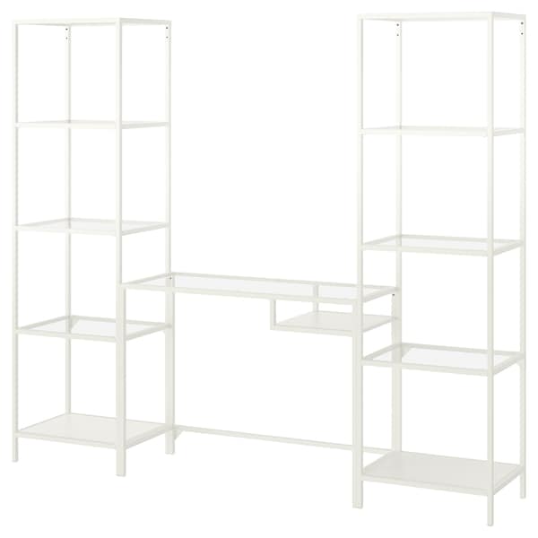 IKEA VITTSJÖ shelving unit with laptop table, white/glass, 79 1/2x14 1/8x68 7/8 in, Ikea Ireland | 3867YTNBA