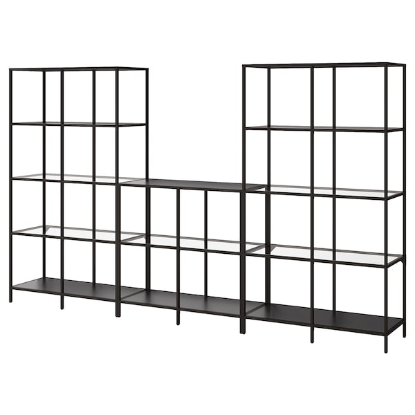 IKEA VITTSJÖ storage combination, 118 1/8x14 1/8x68 7/8 in Black / Brown / Glass, Ikea Ireland | 0658HKTEJ