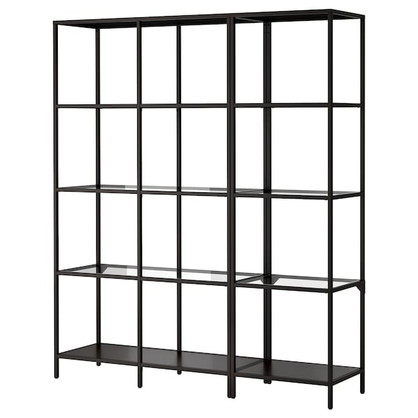 IKEA VITTSJÖ storage combination, 59 1/2x14 1/8x68 7/8 in Black / Brown / Glass, Ikea Ireland | 6389BQYNP