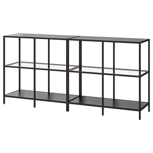 IKEA VITTSJÖ storage combination, 78 3/4x14 1/8x36 5/8 in Black / Brown / Glass, Ikea Ireland | 2831KXEPO
