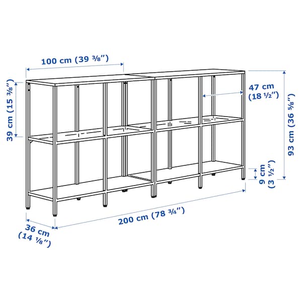 IKEA VITTSJÖ storage combination, 78 3/4x14 1/8x36 5/8 in White / Glass, Ikea Ireland | 2506BRLUO