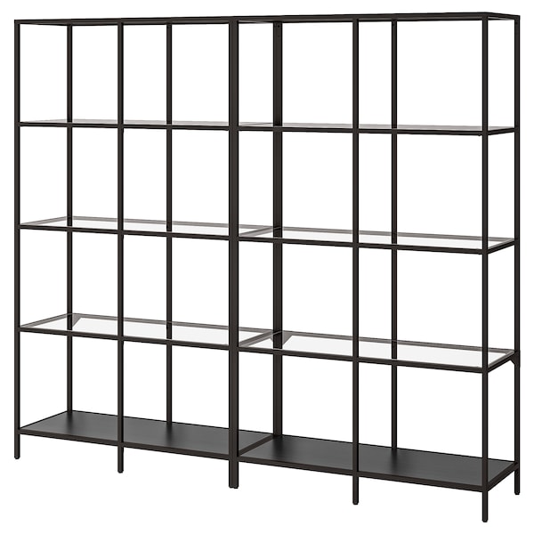 IKEA VITTSJÖ storage combination, 78 3/4x14 1/8x68 7/8 in Black / Brown / Glass, Ikea Ireland | 3765FDYSA