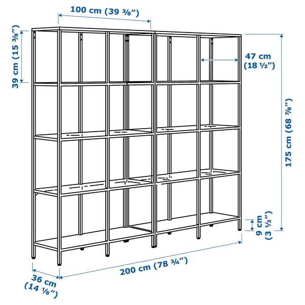 IKEA VITTSJÖ storage combination, 78 3/4x14 1/8x68 7/8 in White / Glass, Ikea Ireland | 7084QTWUL
