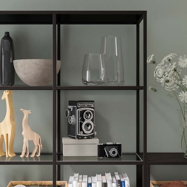 IKEA VITTSJÖ storage combination, 78 3/4x14 1/8x68 7/8 in Black / Brown / Glass, Ikea Ireland | 0817PXDVW