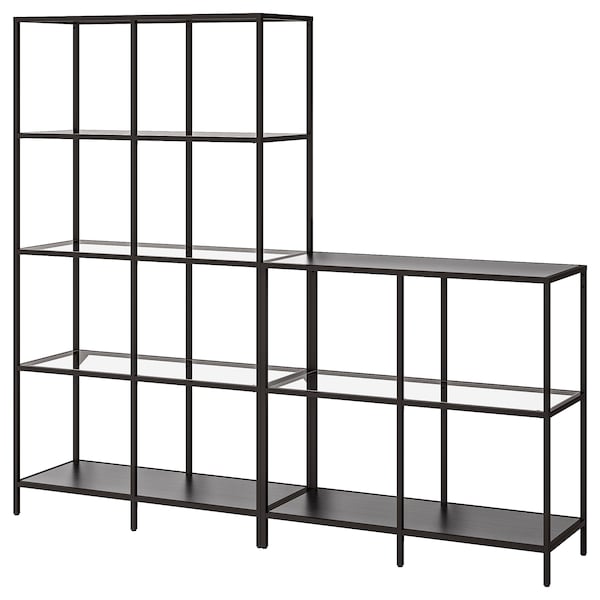 IKEA VITTSJÖ storage combination, 78 3/4x14 1/8x68 7/8 in Black / Brown / Glass, Ikea Ireland | 0817PXDVW