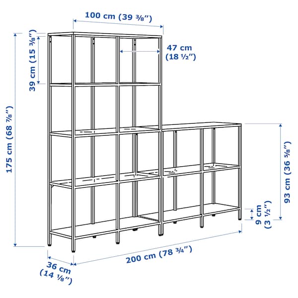IKEA VITTSJÖ storage combination, 78 3/4x14 1/8x68 7/8 in White / Glass, Ikea Ireland | 4169ESNWM