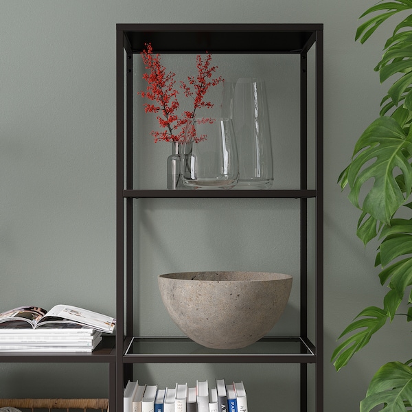 IKEA VITTSJÖ storage combination, 79 1/2x14 1/8x68 7/8 in Black / Brown / Glass, Ikea Ireland | 8413CABNJ