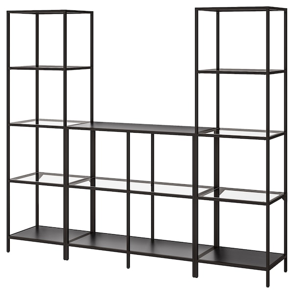 IKEA VITTSJÖ storage combination, 79 1/2x14 1/8x68 7/8 in Black / Brown / Glass, Ikea Ireland | 8413CABNJ