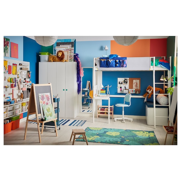 IKEA VITVAL loft bed frame with desk top, Twin White / Light Gray, Ikea Ireland | 9205ISMPT