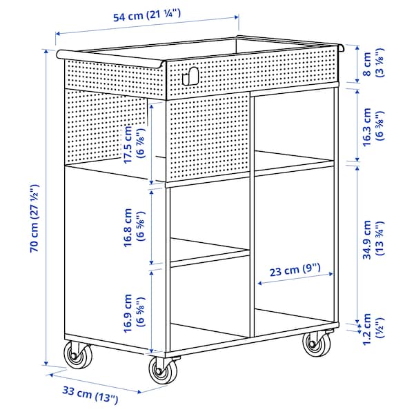 IKEA ÖVNING utility cart, white/gray-green, 21 1/4x13 in, Ikea Ireland | 1267PIRQF