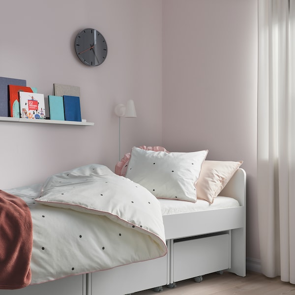 IKEA VÄNKRETS duvet cover and pillowcase(s), dot pattern white/pink, Twin White / Pink, Ikea Ireland | 3674PALGT