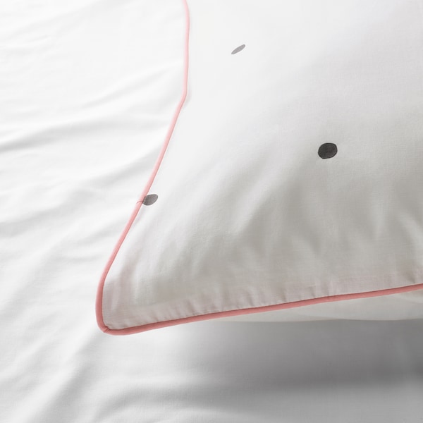 IKEA VÄNKRETS duvet cover and pillowcase(s), dot pattern white/pink, Twin White / Pink, Ikea Ireland | 3674PALGT