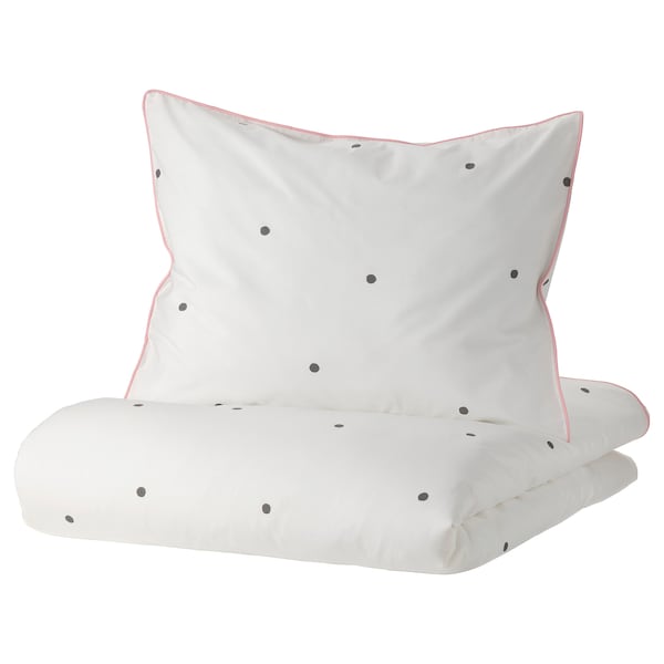IKEA VÄNKRETS duvet cover and pillowcase(s), dot pattern white/pink, Twin White / Pink, Ikea Ireland | 3674PALGT