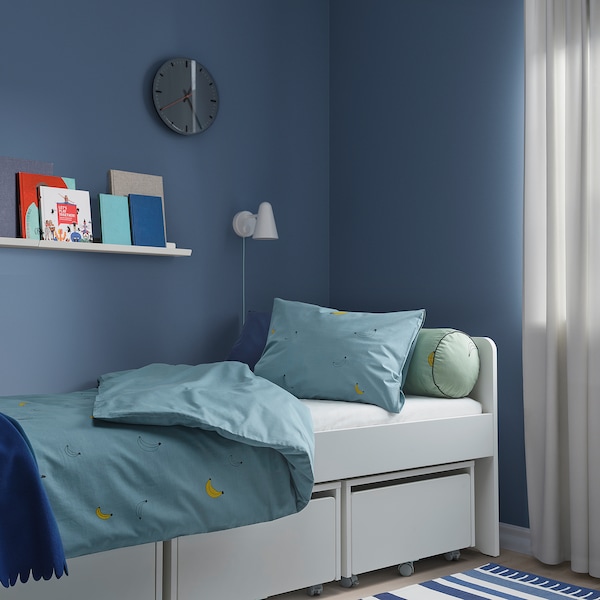 IKEA VÄNKRETS duvet cover and pillowcase(s), Twin Banana Pattern Blue, Ikea Ireland | 0864ZABDR