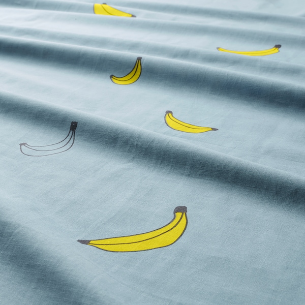 IKEA VÄNKRETS duvet cover and pillowcase(s), Twin Banana Pattern Blue, Ikea Ireland | 0864ZABDR