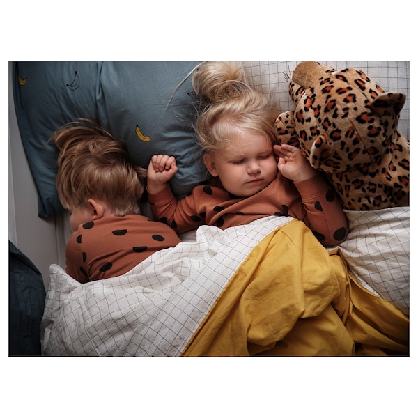 IKEA VÄNKRETS duvet cover and pillowcase(s), check pattern, Twin White / Yellow, Ikea Ireland | 2948HRDMS