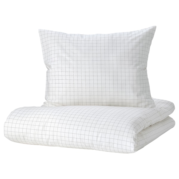 IKEA VÄNKRETS duvet cover and pillowcase(s), check pattern, Twin White / Yellow, Ikea Ireland | 2948HRDMS