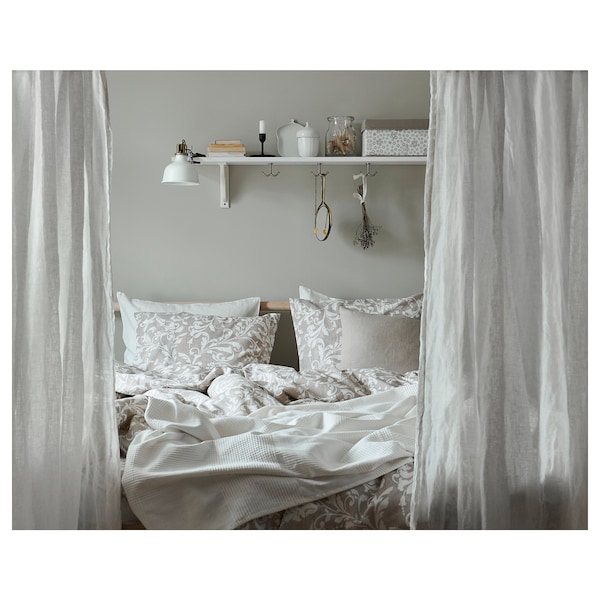 IKEA VÅRBRÄCKA duvet cover and pillowcase(s), Full/Queen (Double/Queen) Beige / White, Ikea Ireland | 0275PFLNI