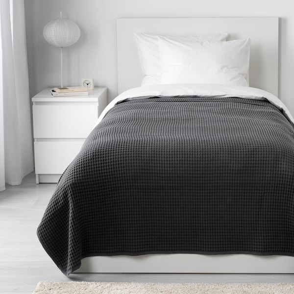 IKEA VÅRELD bedspread, 59x98 in Dark Gray, Ikea Ireland | 8674MJDYQ