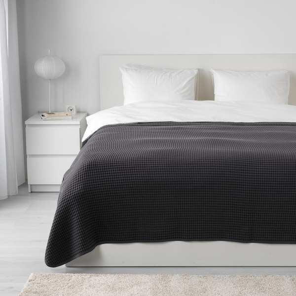 IKEA VÅRELD bedspread, 91x98 in Dark Gray, Ikea Ireland | 4320LUHCB