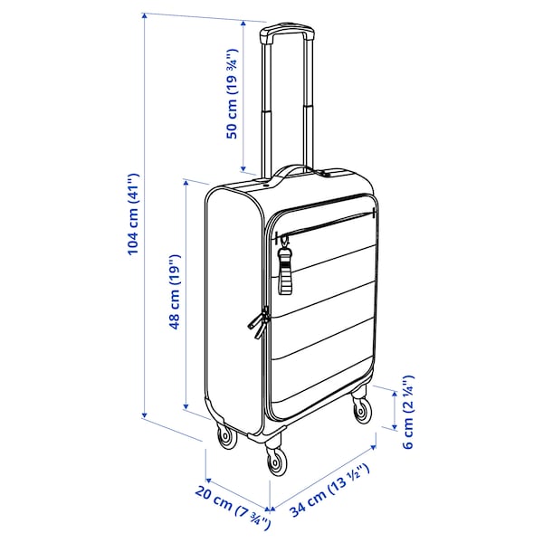 IKEA VÄRLDENS carry-on bag with wheels, black, 13 ½x7 ¾x21 ¼ in/1014 oz, Ikea Ireland | 5346WARCT