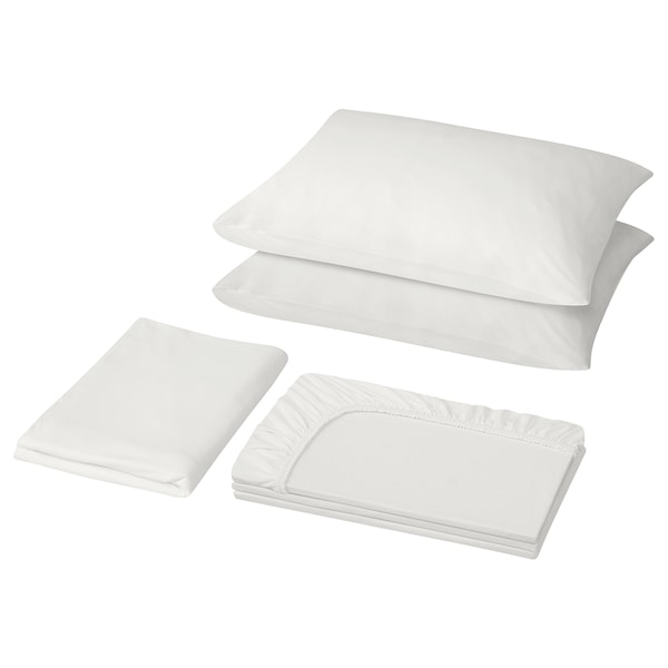 IKEA VÅRVIAL 4-piece sheet set, Double White, Ikea Ireland | 7924KLHVM