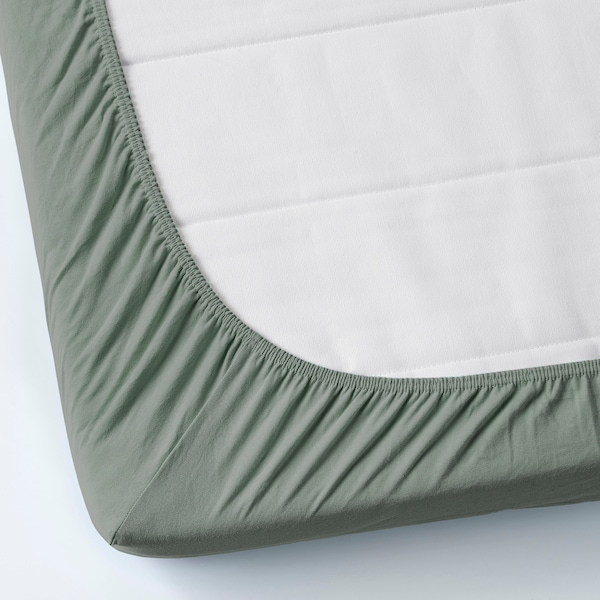 IKEA VÅRVIAL fitted sheet for twin daybed, Twin Gray / Green, Ikea Ireland | 8542WAOCT