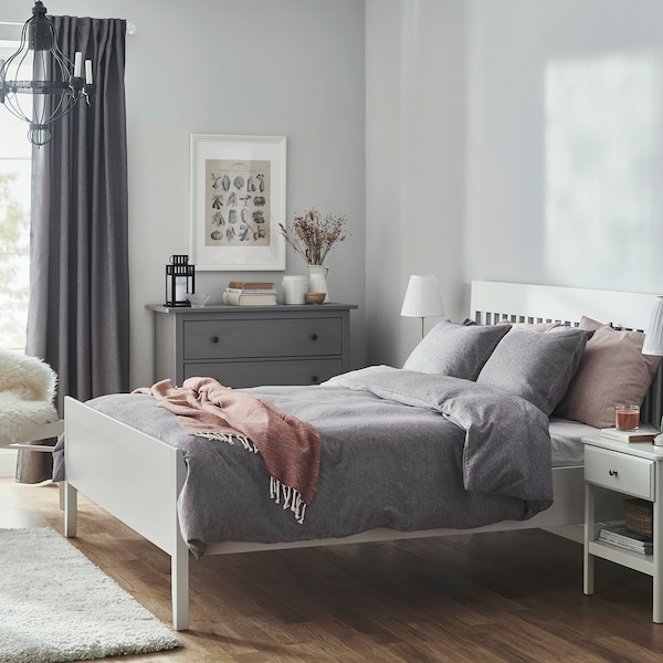 IKEA VÄSTKUSTROS duvet cover and pillowcase(s), Twin Dark Gray / White, Ikea Ireland | 9057BIFOZ