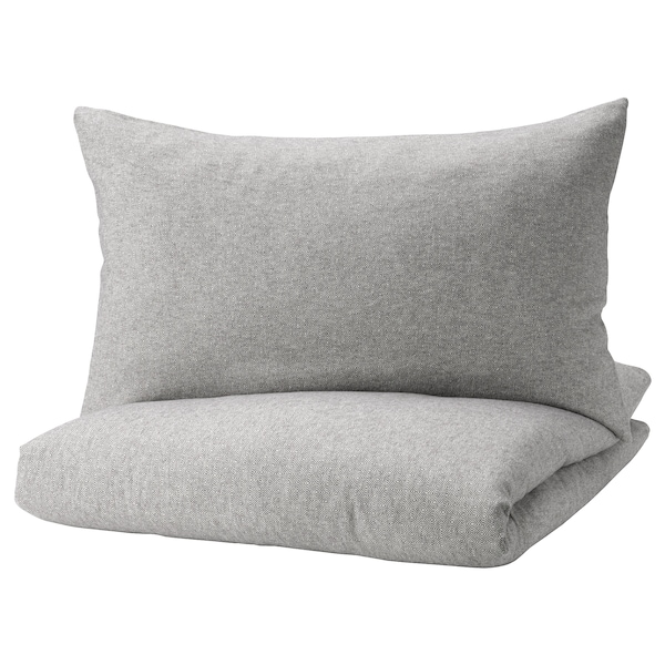 IKEA VÄSTKUSTROS duvet cover and pillowcase(s), Twin Dark Gray / White, Ikea Ireland | 9057BIFOZ