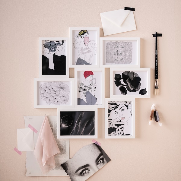 IKEA VÄXBO collage frame for 8 photos, white, 5x7 in, Ikea Ireland | 3156SJFHG