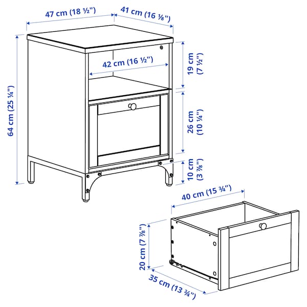 IKEA YTTERVÅG nightstand, 18 1/2x16 1/8 in Gray Brown, Ikea Ireland | 8719TQZRX