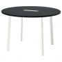 Round Black Stained Ash Veneer / White