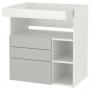 White Gray / With 3 Drawers