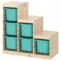 Light White Stained Pine / Turquoise