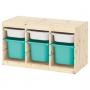 Light White Stained Pine White / Turquoise