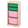 Light White Stained Pine Green / Pink